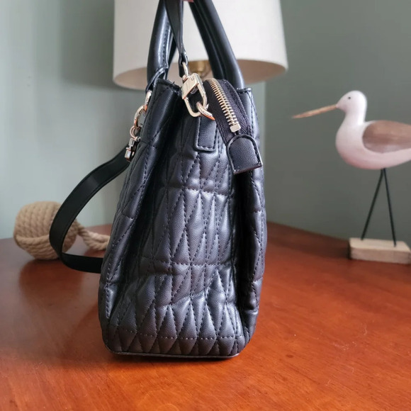 Guess Brinkley Triple Compartment Satchel in Black Faux Leather - Picture 4 of 15